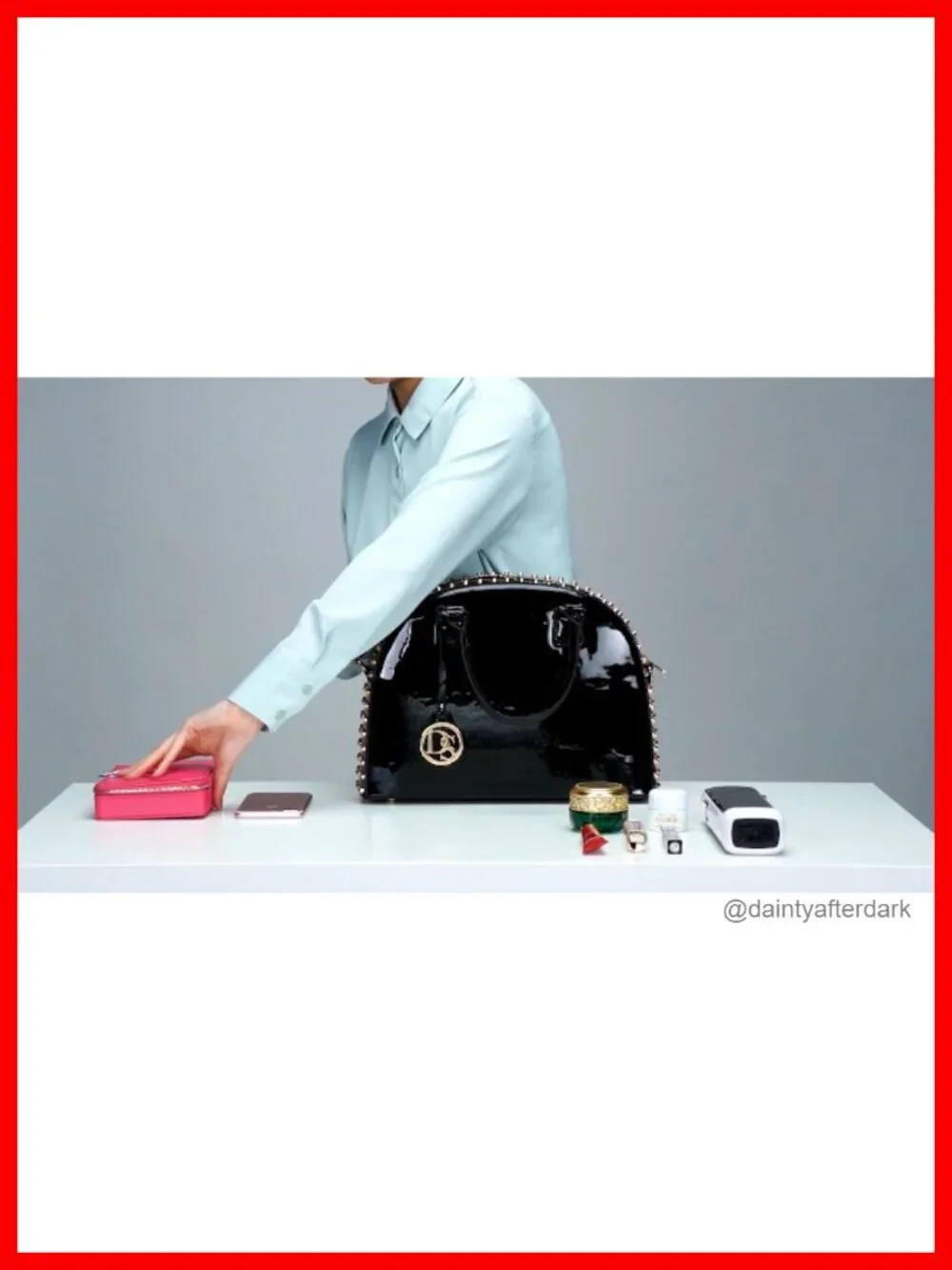 Dasein Patent Leather Dome Satchel Purse Structured Work Tote Shoulder Bag